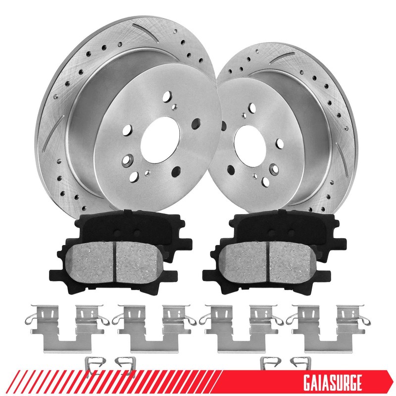 11.3″ Rear Disc Brake Rotors Ceramic Brake Pads Kits For Lexus RX400h 2006-2008