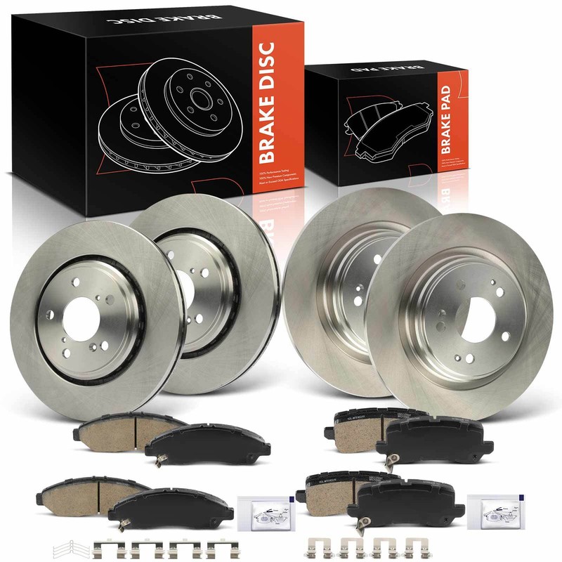 Disc Brake Rotors & Ceramic Brake Pads for Cadillac SRX 2004-2009 Front & Rear