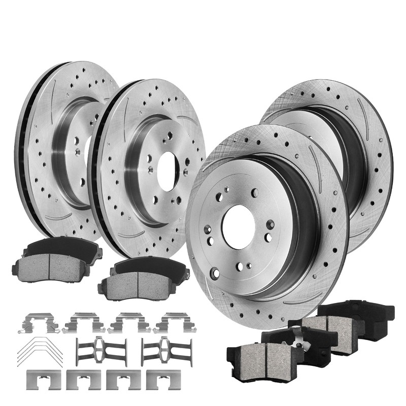 AWD FRONT REAR Drilled Rotors Ceramic Brake Pads for Honda CR-V 2007 - 2015 2016 gallery