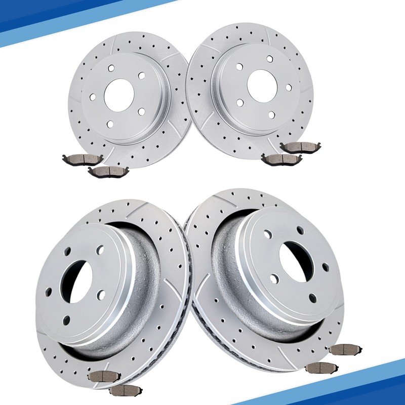 Drilled Front Rear Brake Rotors Pads Kit for Dodge Ram 1500 ASPEN 5 Lug Brakes