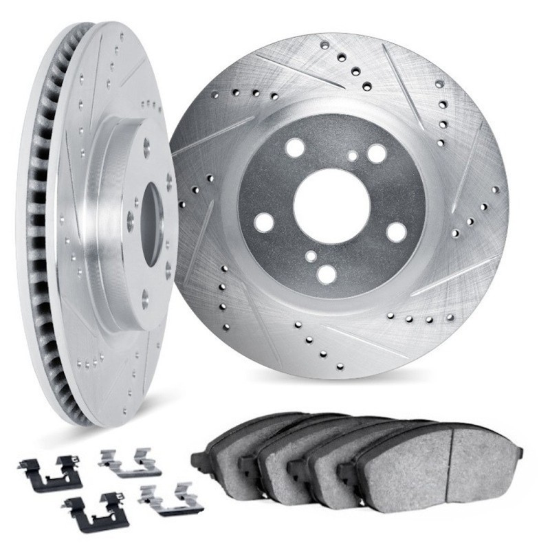 For BMW 540i 1997-2003 Rotor Set Front | Silver | Vented | Drilled and Slotted gallery
