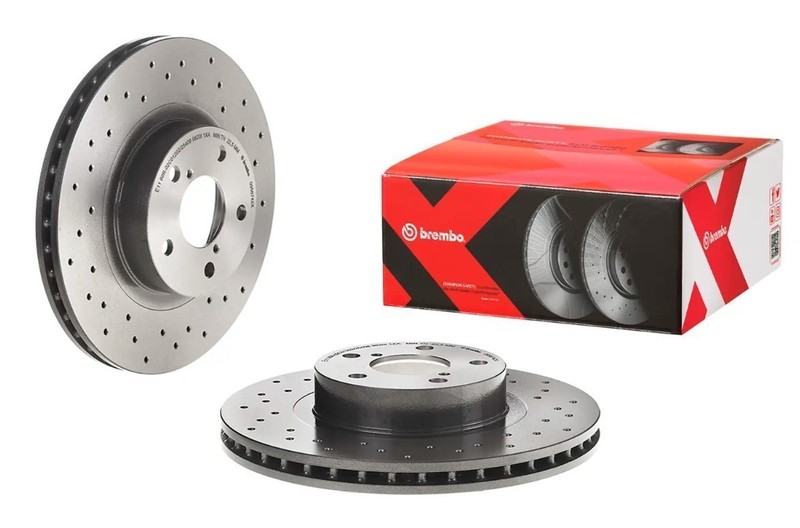 Brembo 09.5674.2X Xtra UV Coated Drilled Vented Brake Rotors – Front Pair