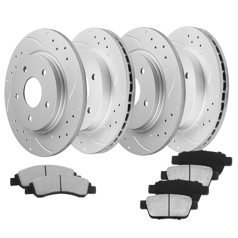 11.1″ (282mm) Front & Rear Drilled Rotors + Brake Pads for 2003-07 Honda Accord