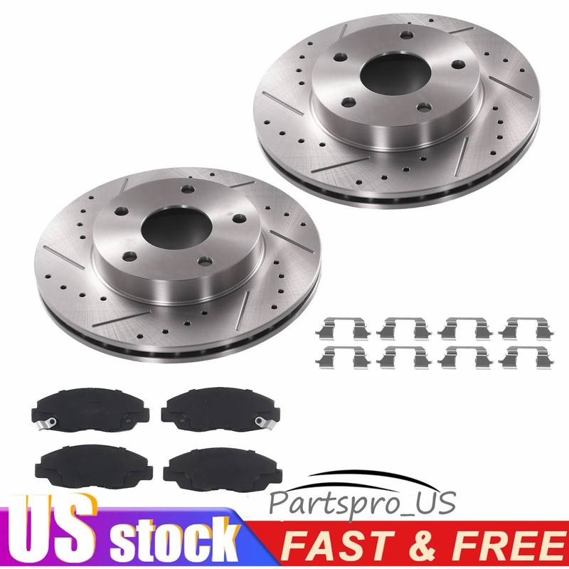 Front Drilled Rotors + Ceramic Pads for Toyota LX570 Land Cruiser Tundra Sequoia