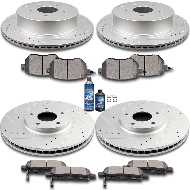Brake Pads And Rotors Discs Front And Rear For Nissan MURANO 2003-2005 Drilled