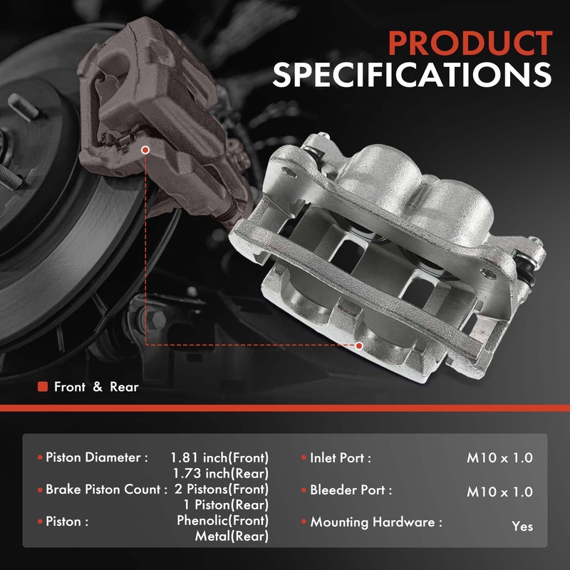 Front & Rear Disc Rotors & Brake Pads + Brake Caliper for Toyota Venza 2009-2016 gallery