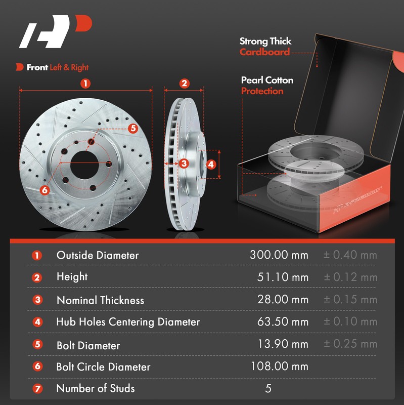 A-Premium Front Drilled Rotors & Ceramic Brake Pads for Ford Fusion Lincoln MKZ gallery