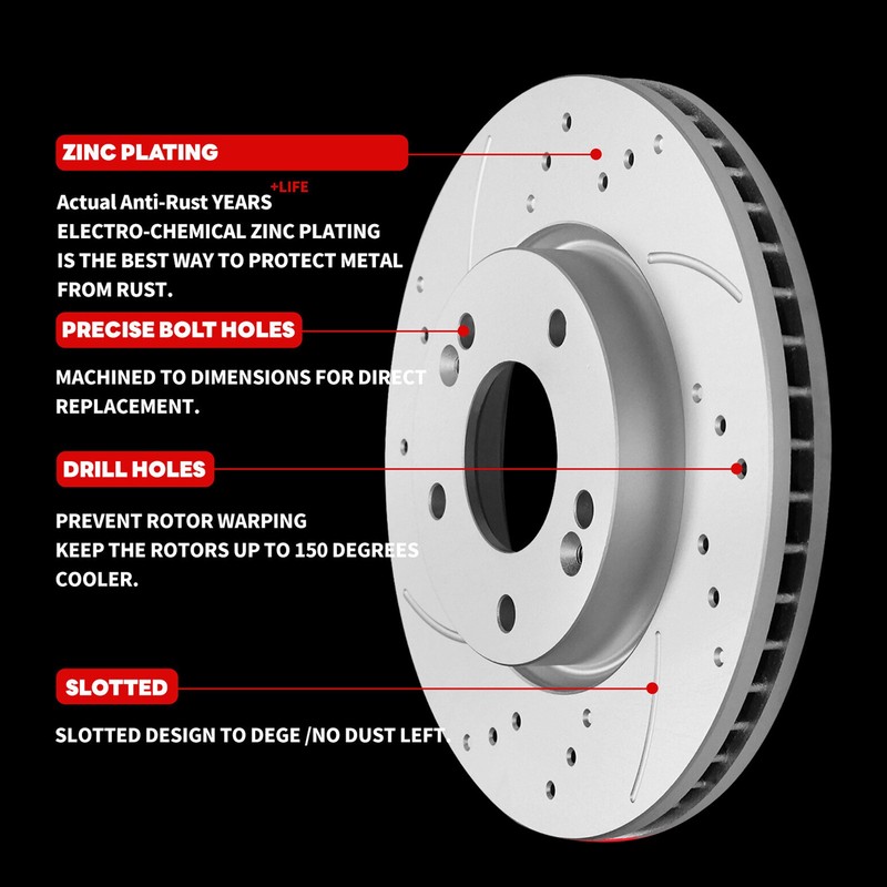 5 LUG Rear Disc Brake Rotors Ceramic Pads for 2017-2019 Ford Escape 316mm FWD gallery