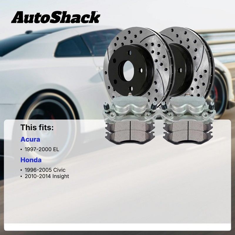 Front Drilled Slotted Brake Rotors Pads Calipers for Honda, Civic 1996-2005 gallery