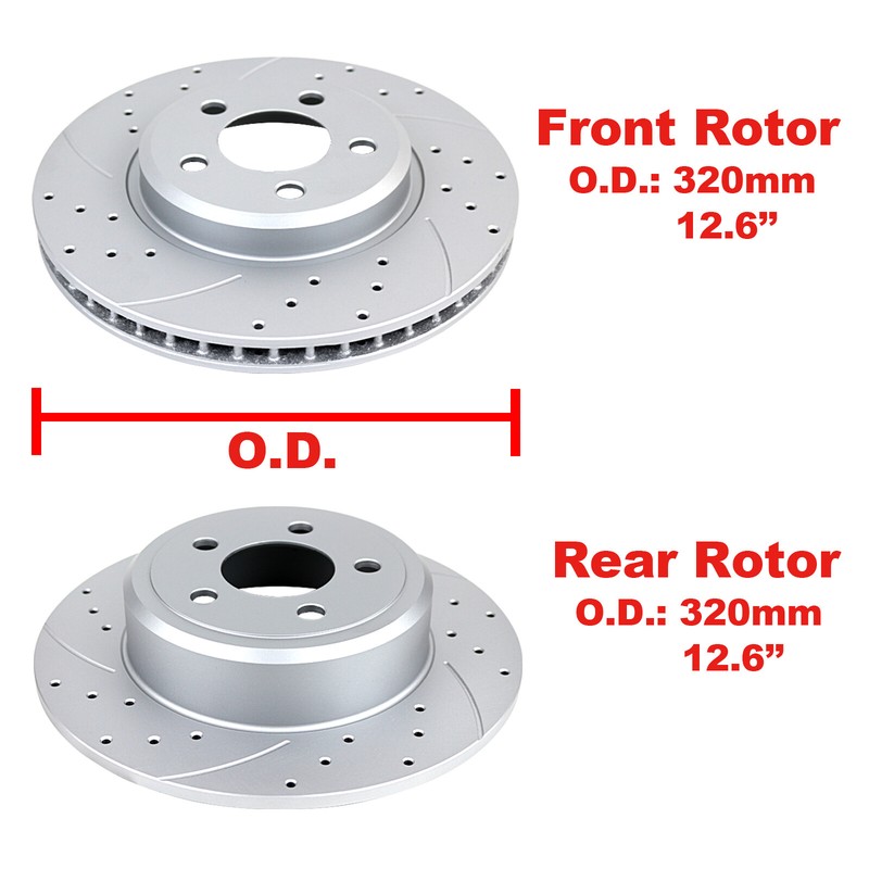 Front Rear Slotted Brake Rotors Pads for 2009-2020 Dodge Challenger Charger RWD gallery
