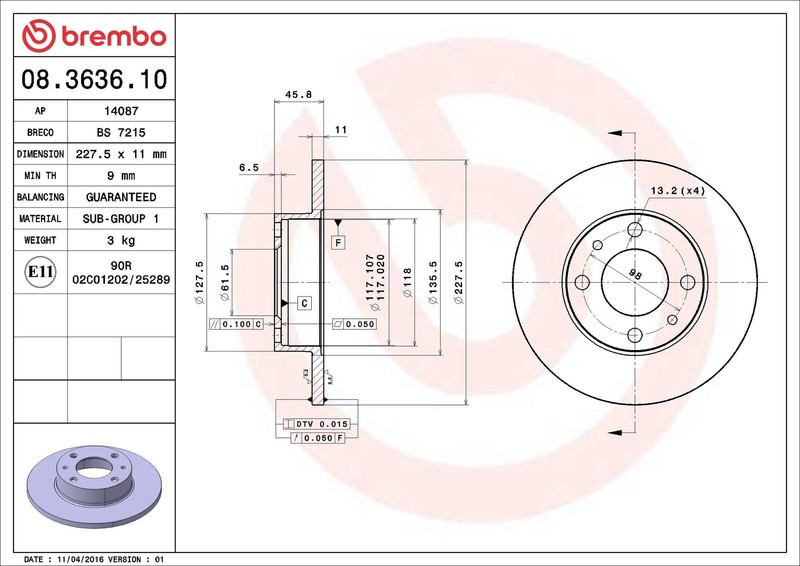 2x Brake Discs Pair Solid fits SEAT MARBELLA 028A, 28 Front 8 9 86 to 98 227mm gallery