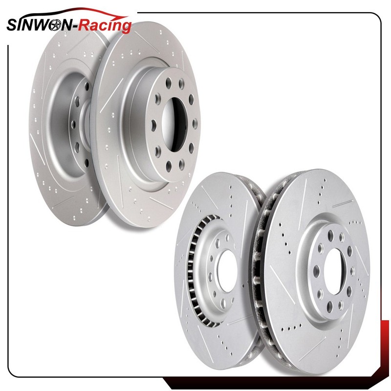 Front And Rear Brake Discs Rotors Drilled Slotted Kit Fits 2013 – 15 Dodge Dart