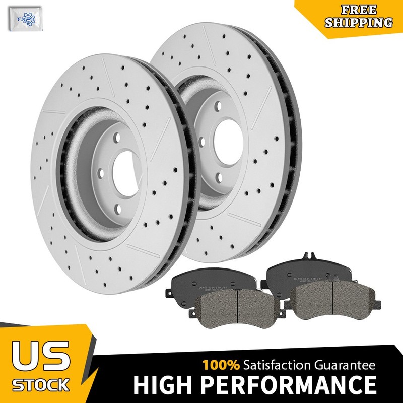 For Benz GLK250 GLK350 2009 – 2015 12.99″ Front Drilled Disc Rotors Brake Pads
