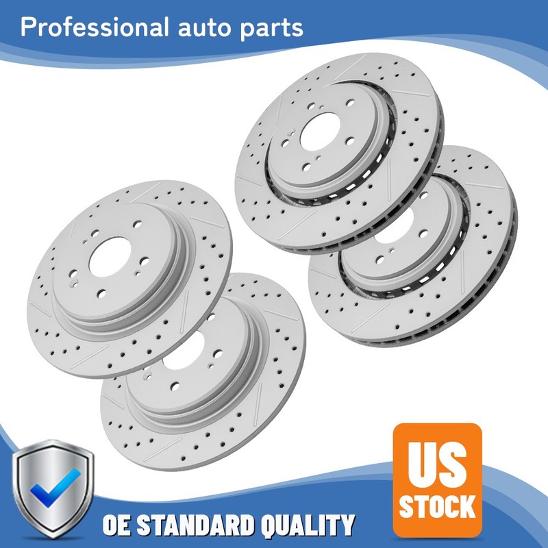 320mm Front & 310mm Rear Drilled Disc Brake Rotors Set For ACURA TLX 2015 – 2020