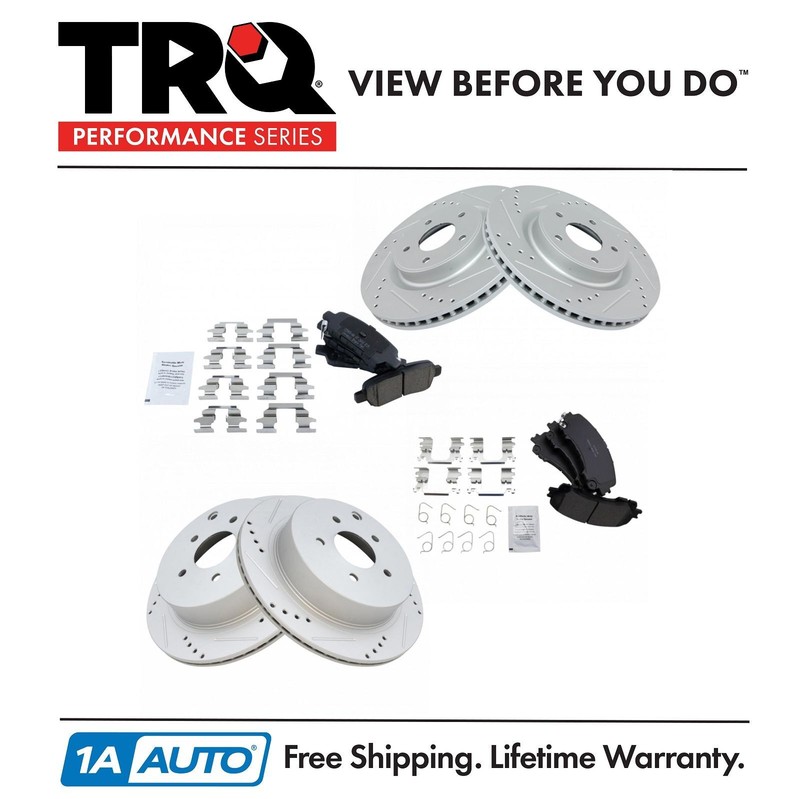 TRQ Front & Rear Performance Brake Rotor & Ceramic Pad Kit For Infiniti Q50