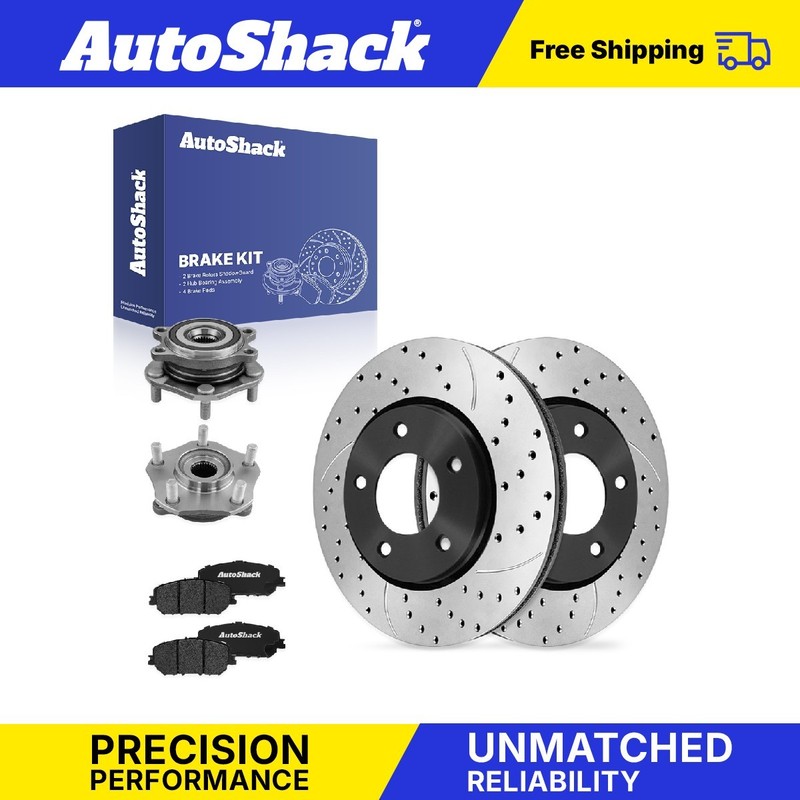 Front Drilled Slotted Brake Rotors Premium Pads Hubs for Nissan, Rogue 2021-2023