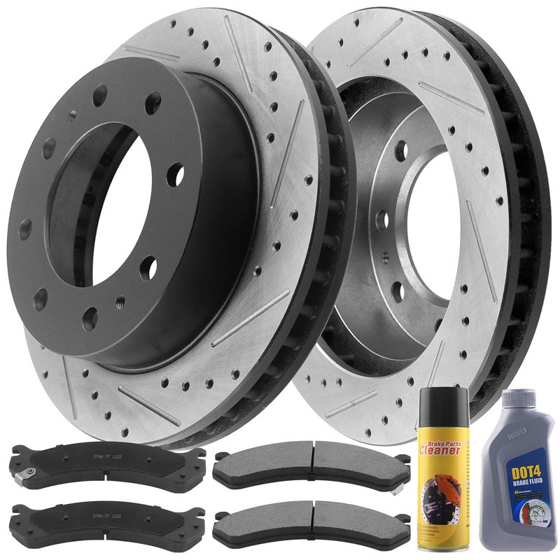 Front Drilled Brake Rotors Ceramic Pads for Chevy Silverado GMC Sierra 2500 NJ