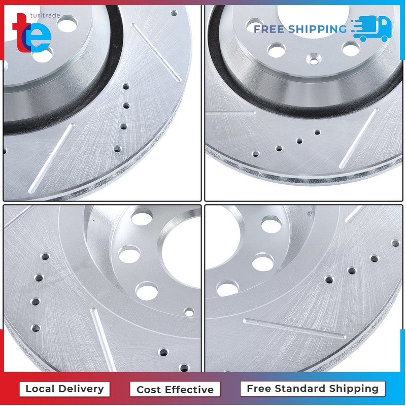 Rear Drilled Brake Rotor & Ceramic Brake Pad For Volkswagen Golf R Audi 309.9mm gallery