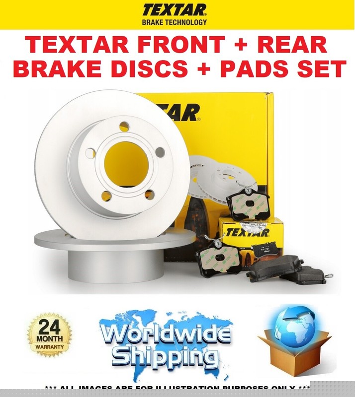 TEXTAR FRONT + REAR DISCS + PADS SET for VW MULTIVAN Mk V 2.0 TDI 2009-2015