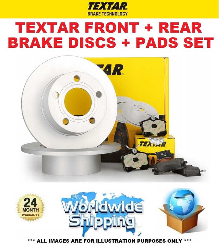 TEXTAR FRONT & REAR DISCS & PADS for SEAT LEON 1.2 TSI 2014-on