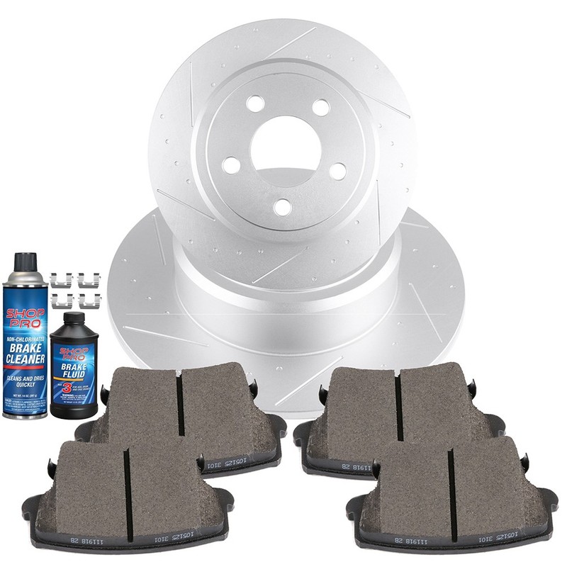 6X Rear Brake Ceramic Pads + Slotted Rotors Fit For Dodge Challenger 2012 – 2017