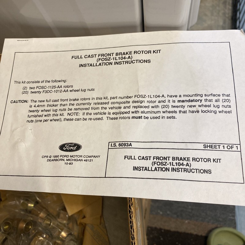 (404)Ford OEM Front Disc Brake Rotor Kit FOSZ-1L104-A NOS (F5) gallery
