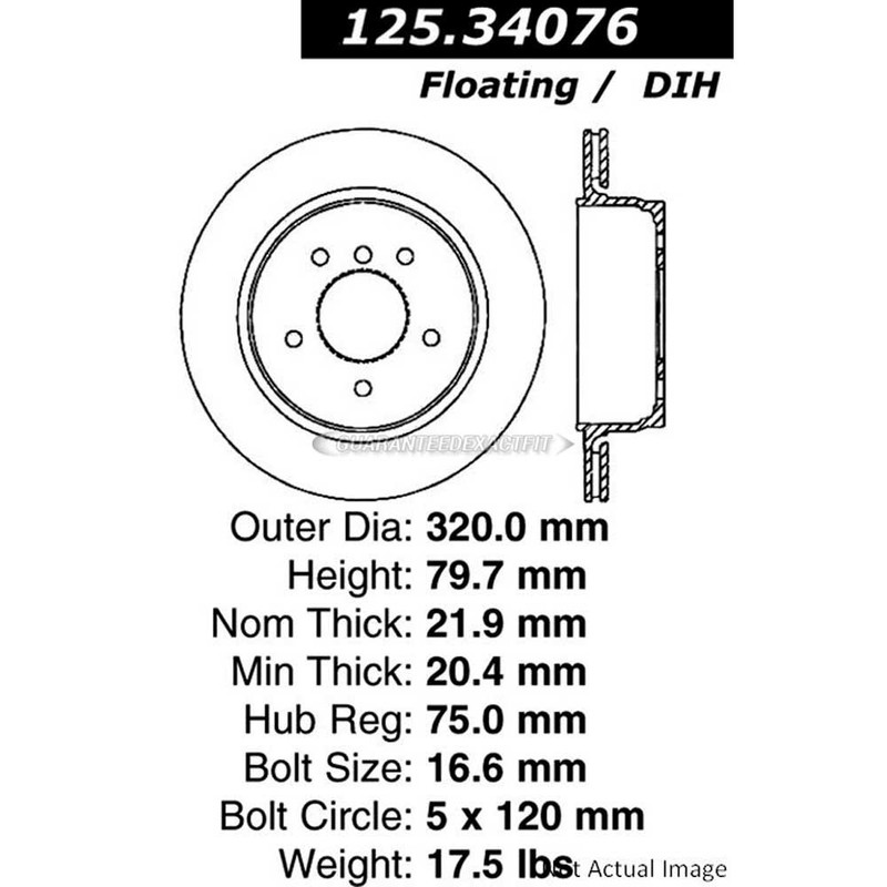 For BMW X3 2004 2005 2006 2007 2008 2009 2010 Centric Rear Brake Rotor Disc TCP