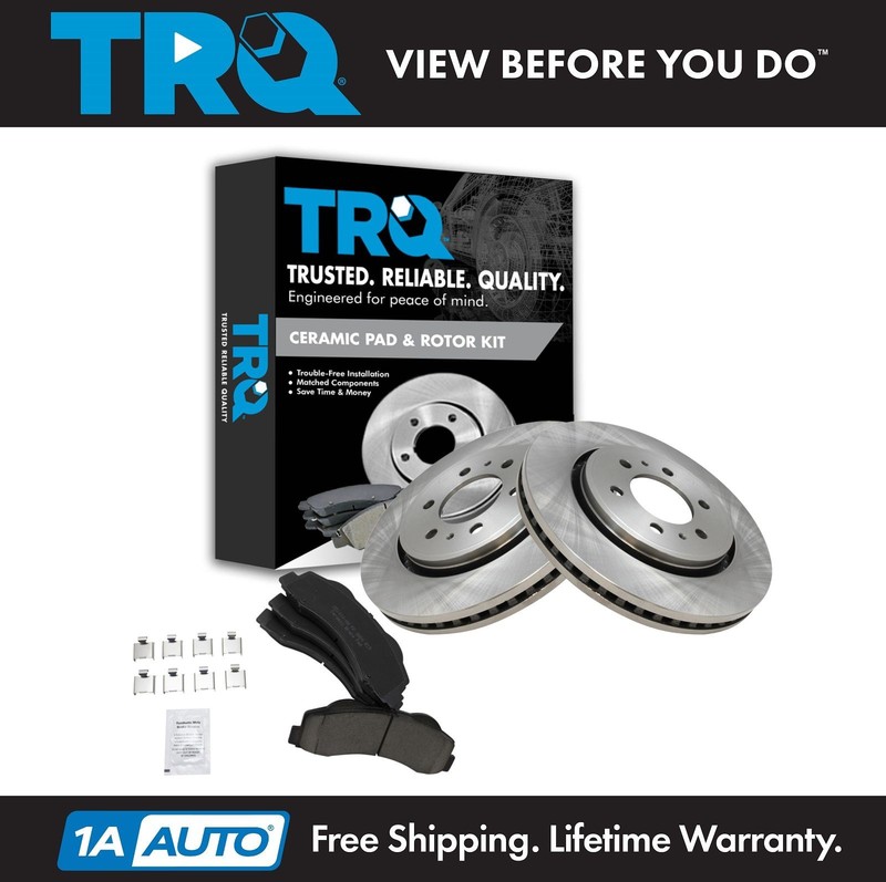 TRQ Rotor & Brake Pad Ceramic Set Front LH RH for Expedition F150 Navigator