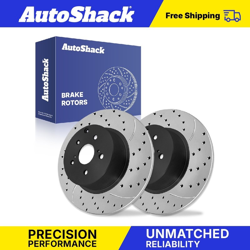 Rear Drilled Slotted Brake Rotors for Toyota, Prius V 2012-2017, FWD L4 1.8L