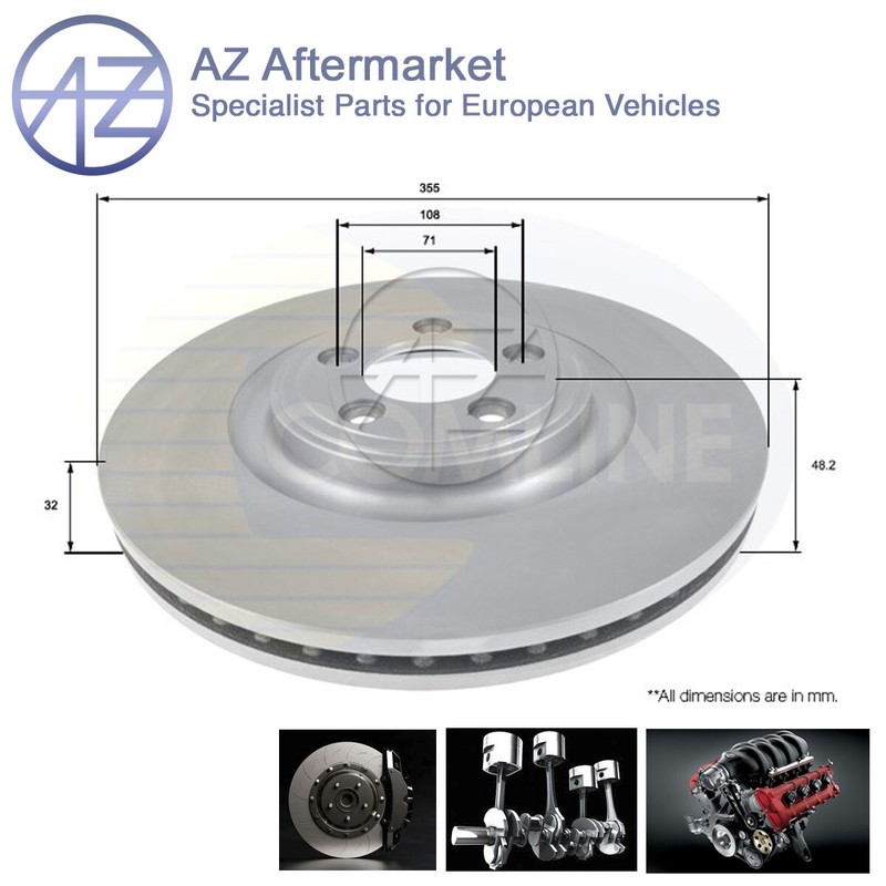 Fits Jaguar XF 2008-2015 XK 2006-2014 XJ 2003- AZ Front Brake Disc #1 C2C25337