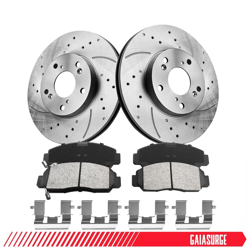 Front Disc Brake Rotors + Brake Pads for 2003-2007 Honda Accord V6 Models