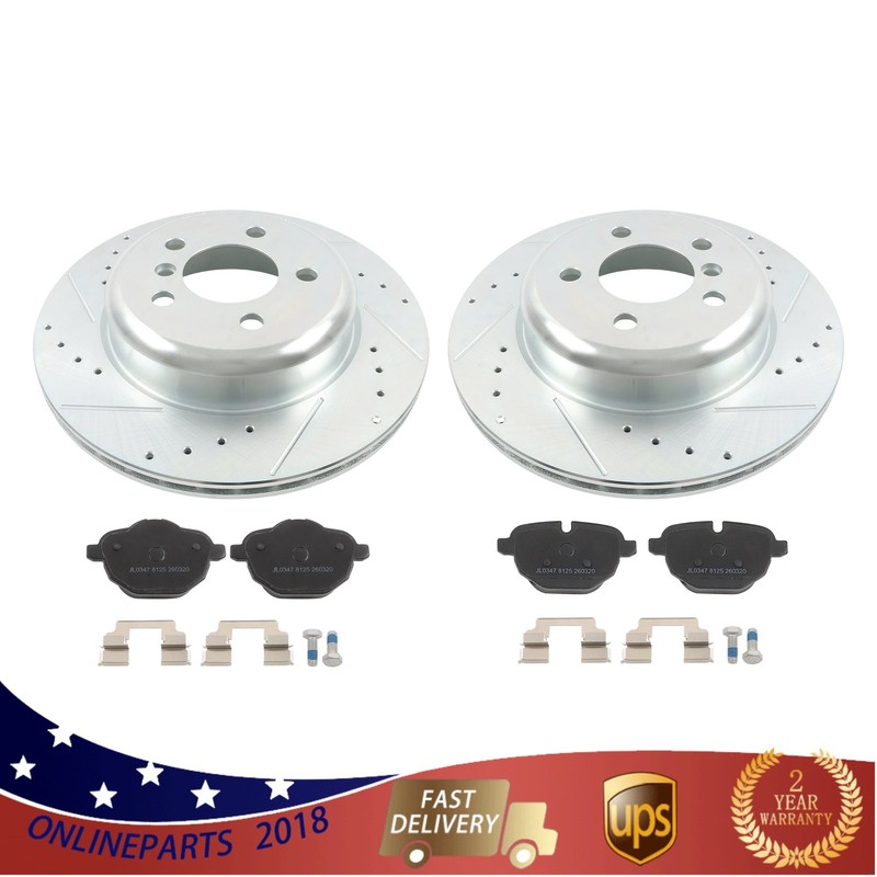 For BMW 535i xDrive F10 11-16 Rear Drilled Brake Rotor & Ceramic Brake Pad gallery