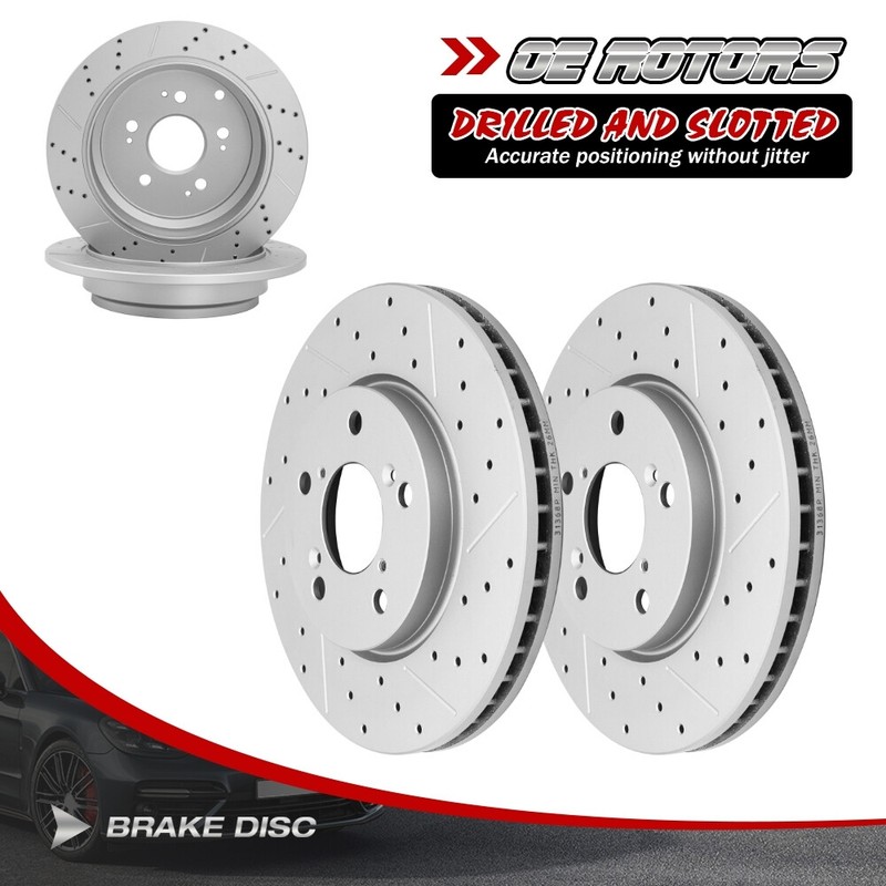 Front & Rear DRILLED Brake Rotors for 2005 2006 2007 2008 -010 Honda Odyssey