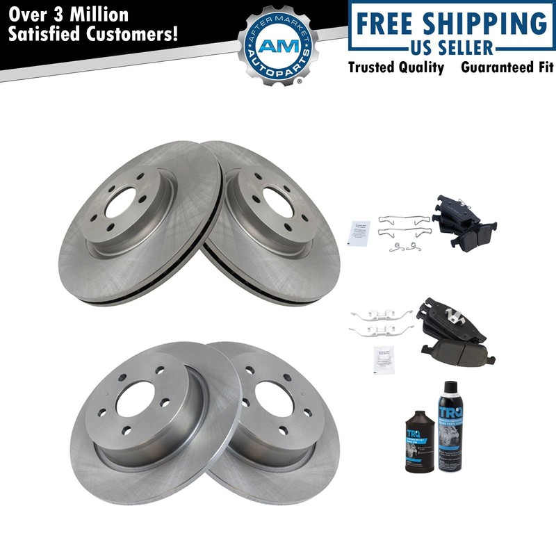 Front & Rear Premium Posi Ceramic Disc Brake Pad & Rotor Kit w/Chemicals