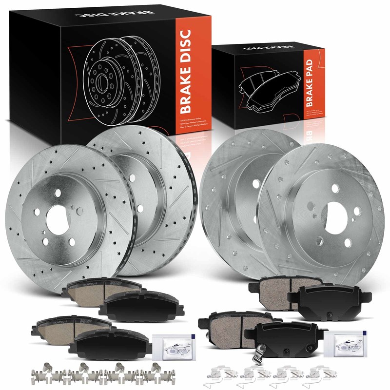 Drilled Brake Rotor & Ceramic Brake Pad for Toyota Corolla Prime 2020-2022 Prius