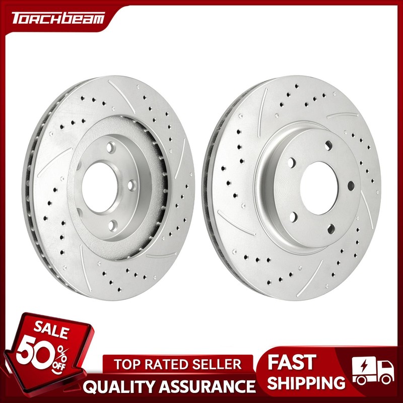 Drilled Slotted Front Brake Rotors Fits 02 03 04 05 06 Altima & 02 03 Maxima 2PC