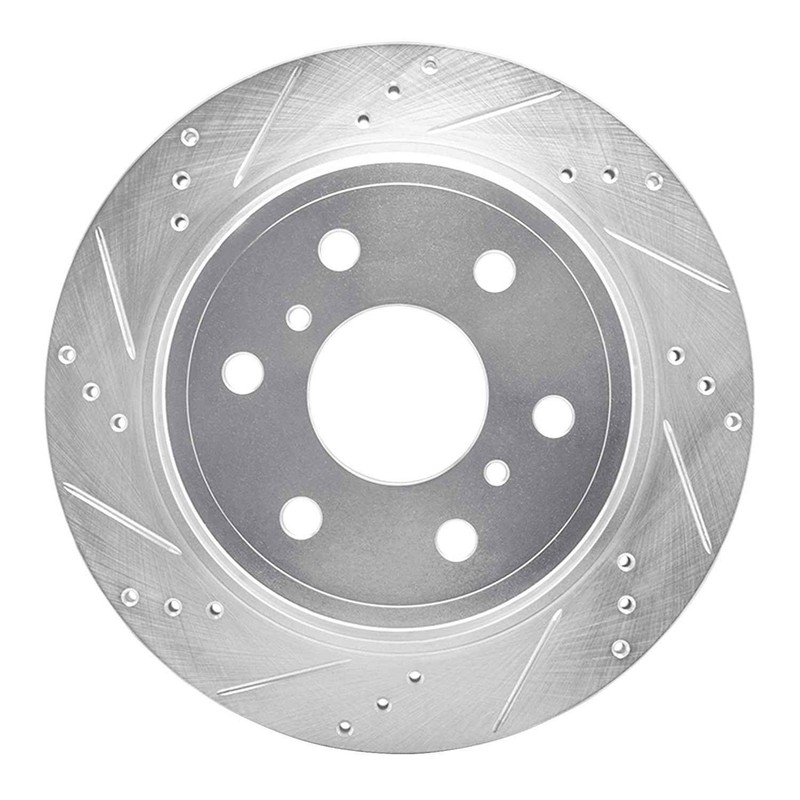 DFC Brake Rotor – Drilled and Slotted – Silver – Left (345 mm) Dynamic Fricti…