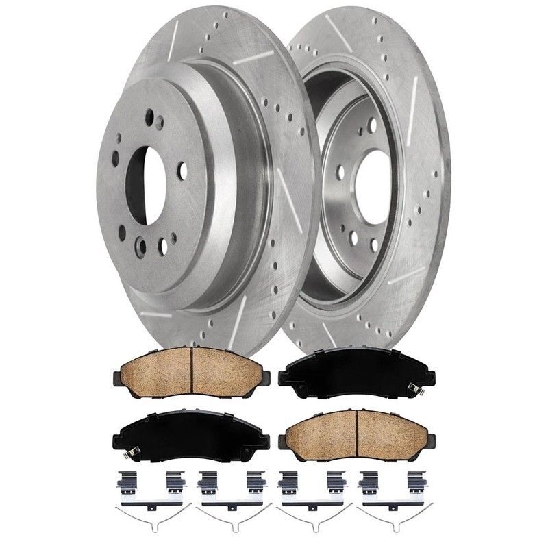 Front Rear Ceramic Ceramic Pads Disc Brake Rotors Set