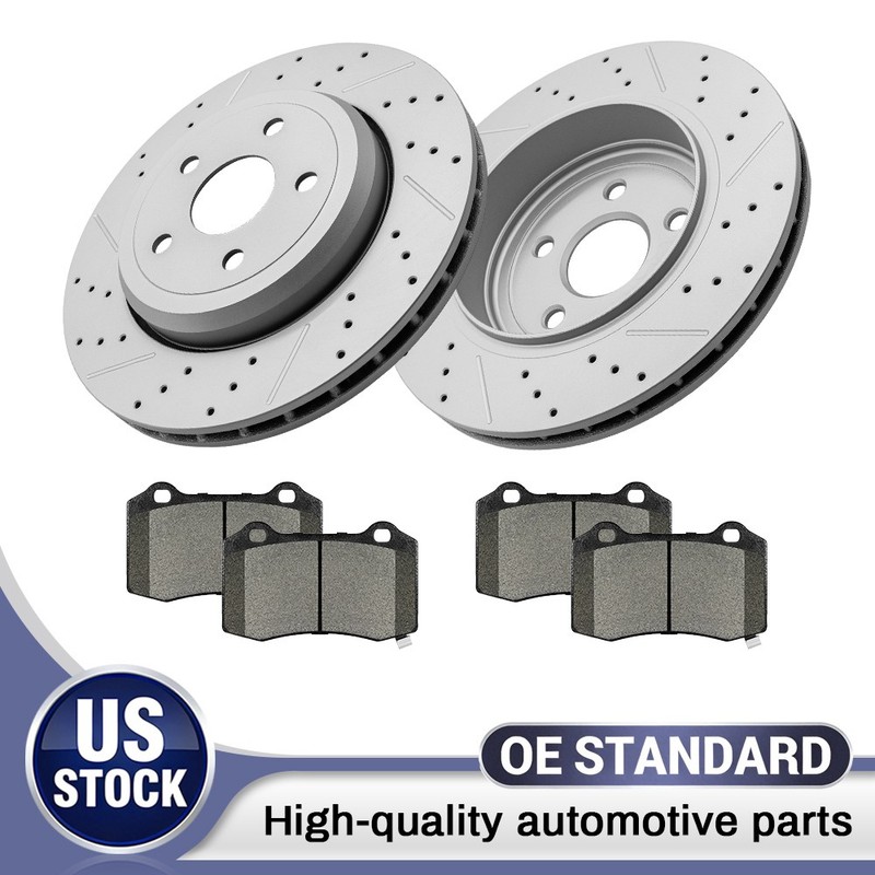 Rear Drilled Disc Brake Rotors Ceramic Pad for Jeep Grand Cherokee Dodge Durango