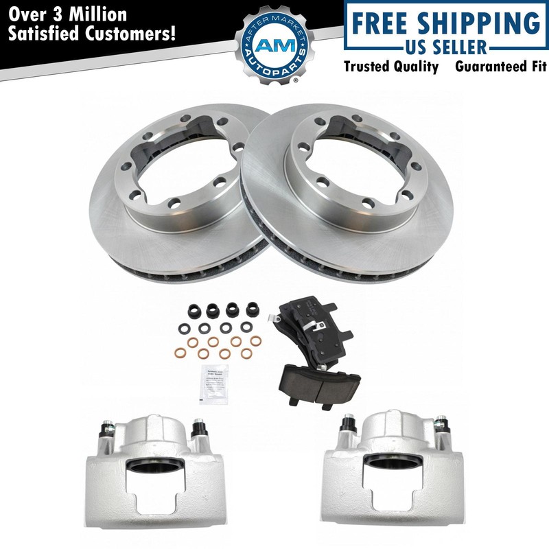 Front Ceramic Disc Brake Pad Rotor & Caliper Kit for Chevy GMC K3500