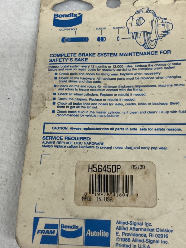 Bendix H5645DP Front Brake Hardware Kit gallery