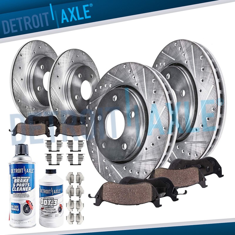 Front Rear Drilled Rotors Ceramic Brake Pads Kit for 2011 2012 2013 Chevy Impala