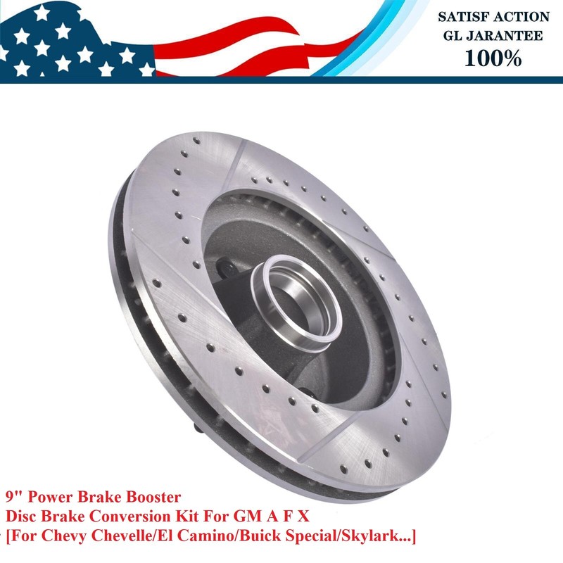 Disc Brake Conversion Kit 9" Booster Drilled Rotors For GM A F X Body DBK6472LX gallery
