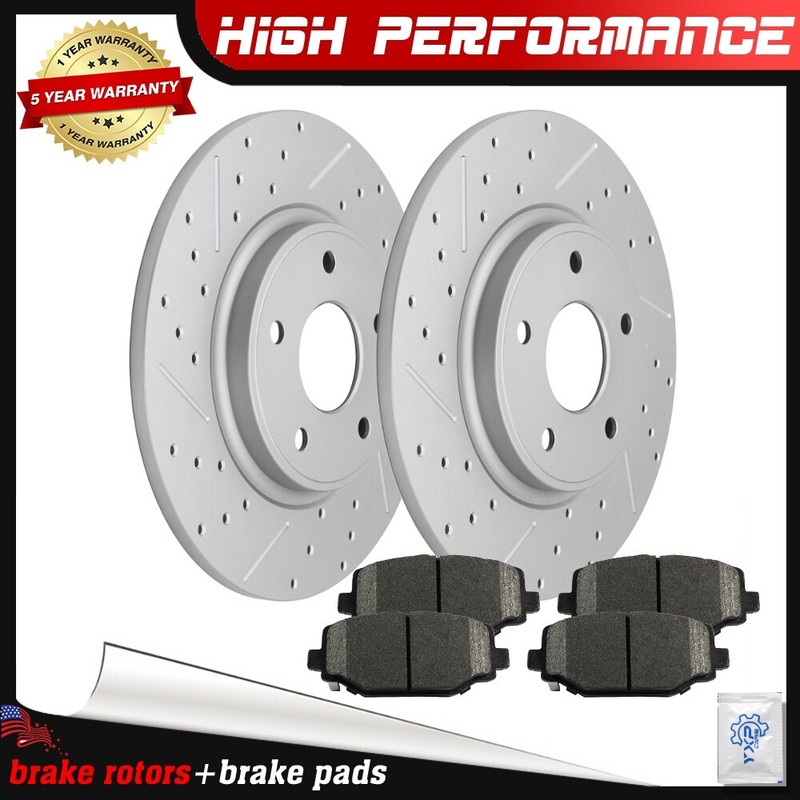 Rear Drilled Rotors + Ceramic Brake Pads for Dodge Grand Caravan Journey C/V