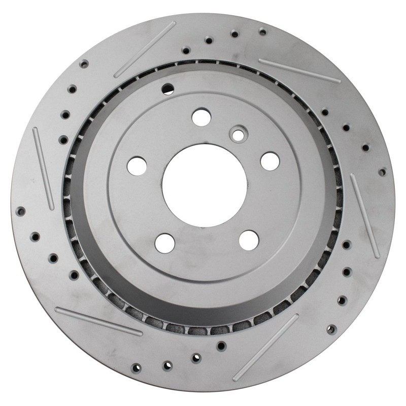 TRQ Performance Rear Drilled Slotted Coated Brake Rotor Set for Mercedes Benz gallery