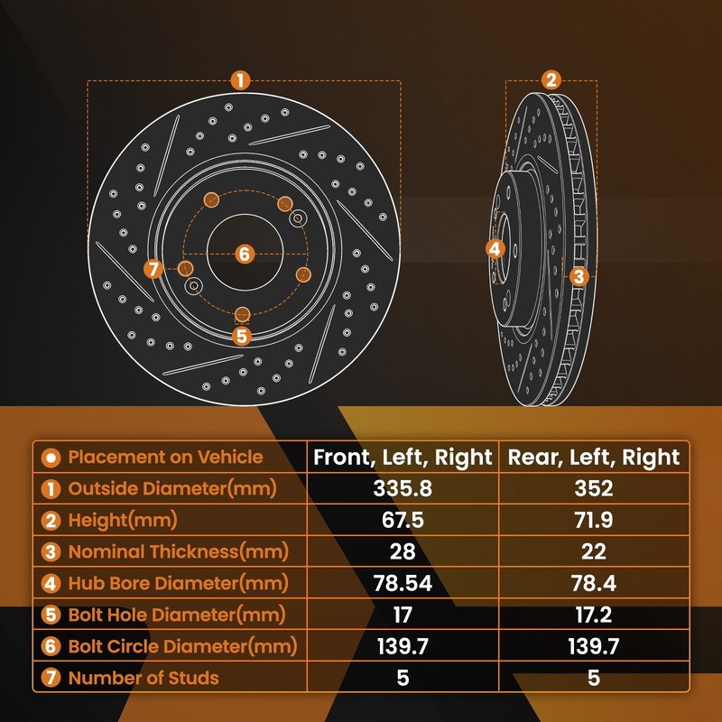 Front Rear Brake Disc Rotors+Brake Pads for Ram 1500 11-18/Chrysler Aspen 07-09 gallery