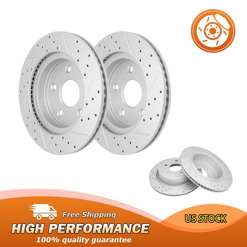 Front and Rear Drilled Slotted Brake Rotors for 2002-2018 Ram 1500 3.6L 5.7L