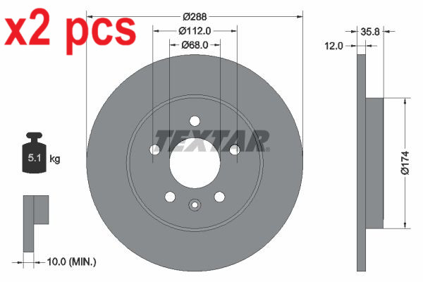 X2 PCS L&R SIDES REAR BRAKE DISC 92137003
