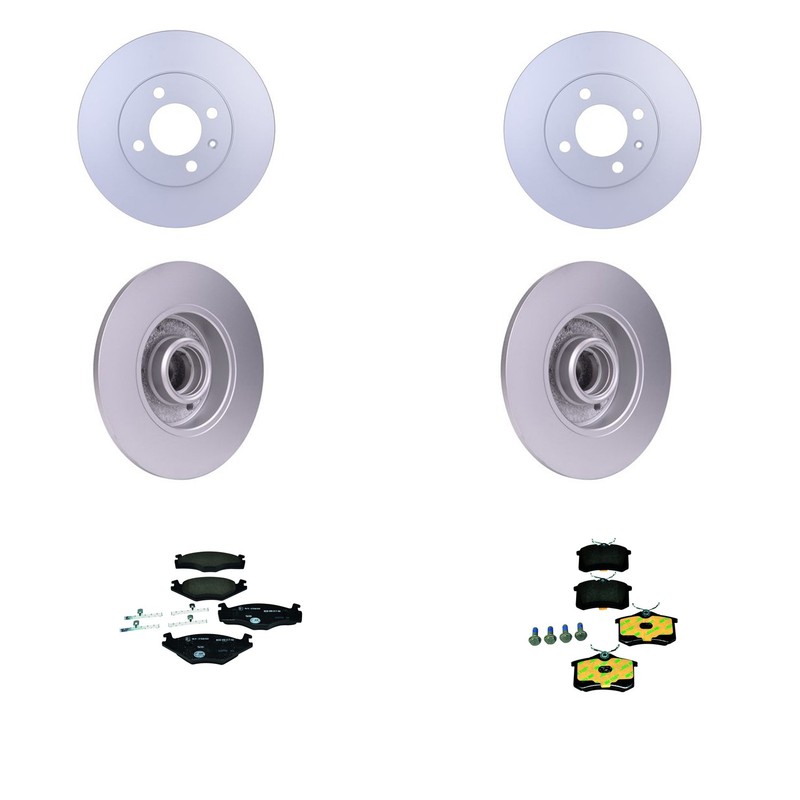 Hella Front Rear Rotors Low-Met Disc Brake Pad Kit For Volkswagen Jetta 9A 90-92