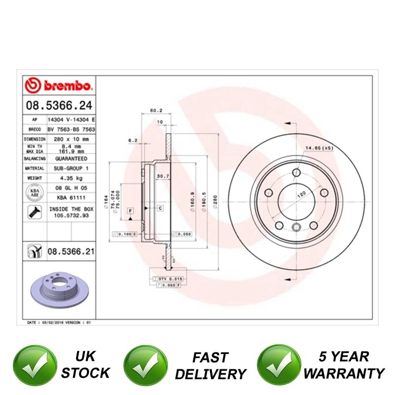 Brake Discs Rear SJR Fits BMW 3 Series 1990-2006 + Other Models